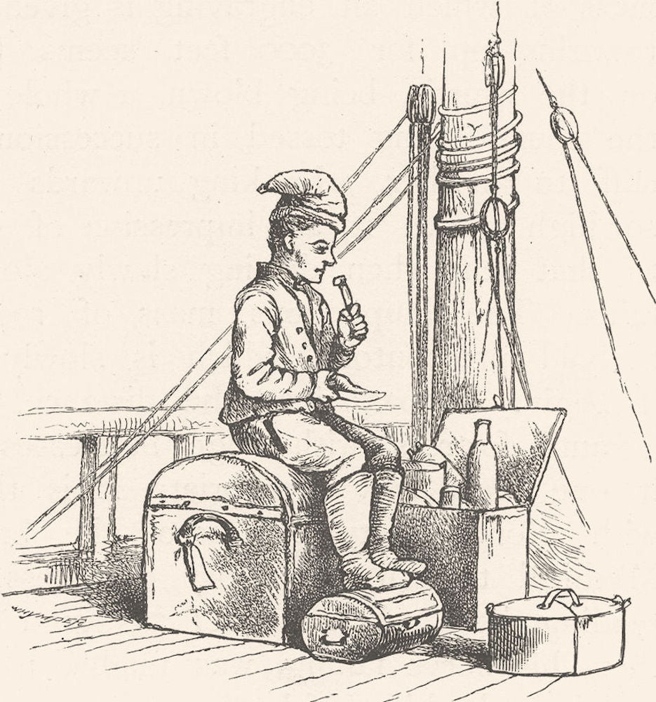 NORWAY. A deck passenger 1890 old antique vintage print picture